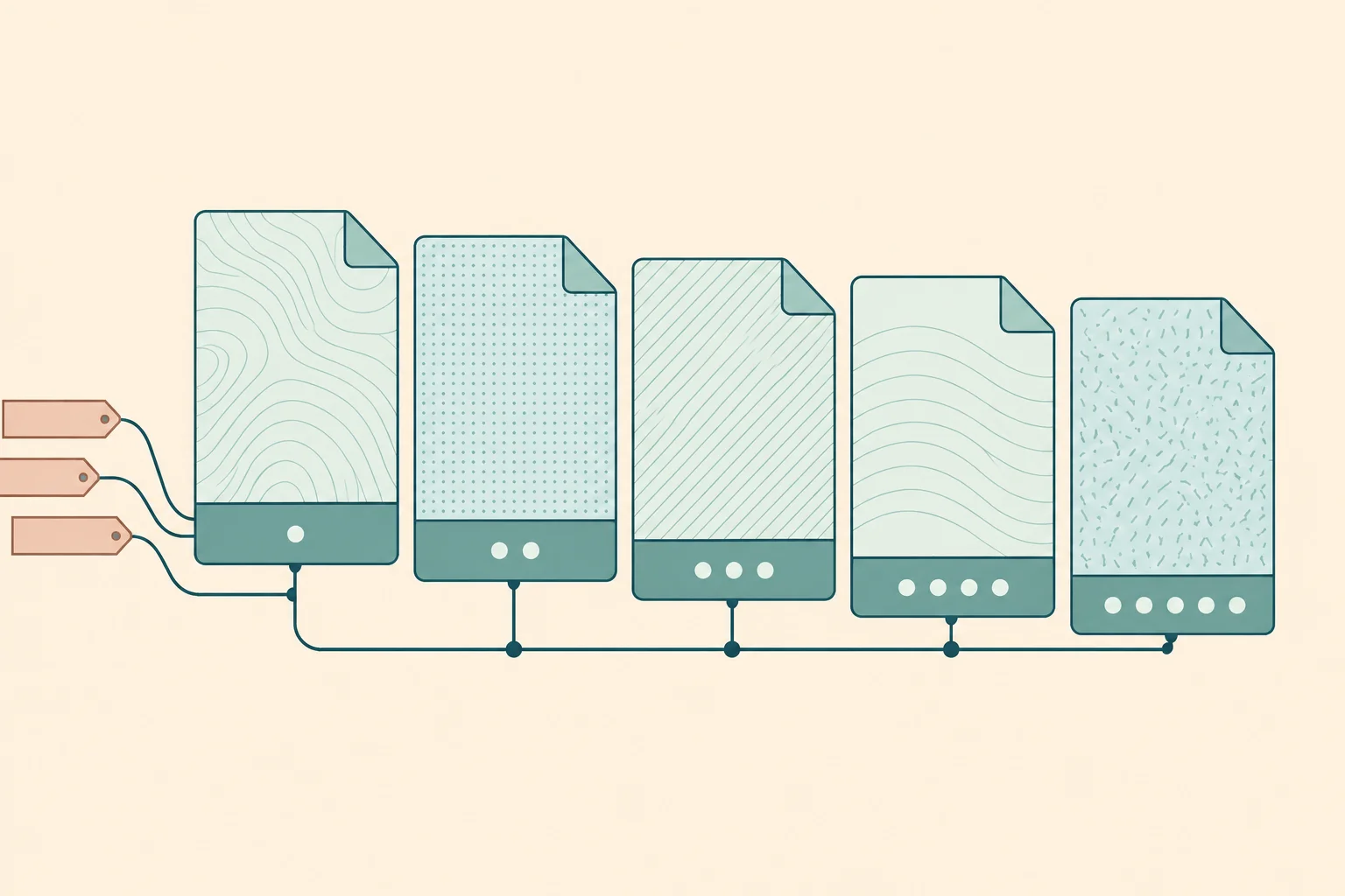 Five files with different contents receiving consistent labels in one batch.